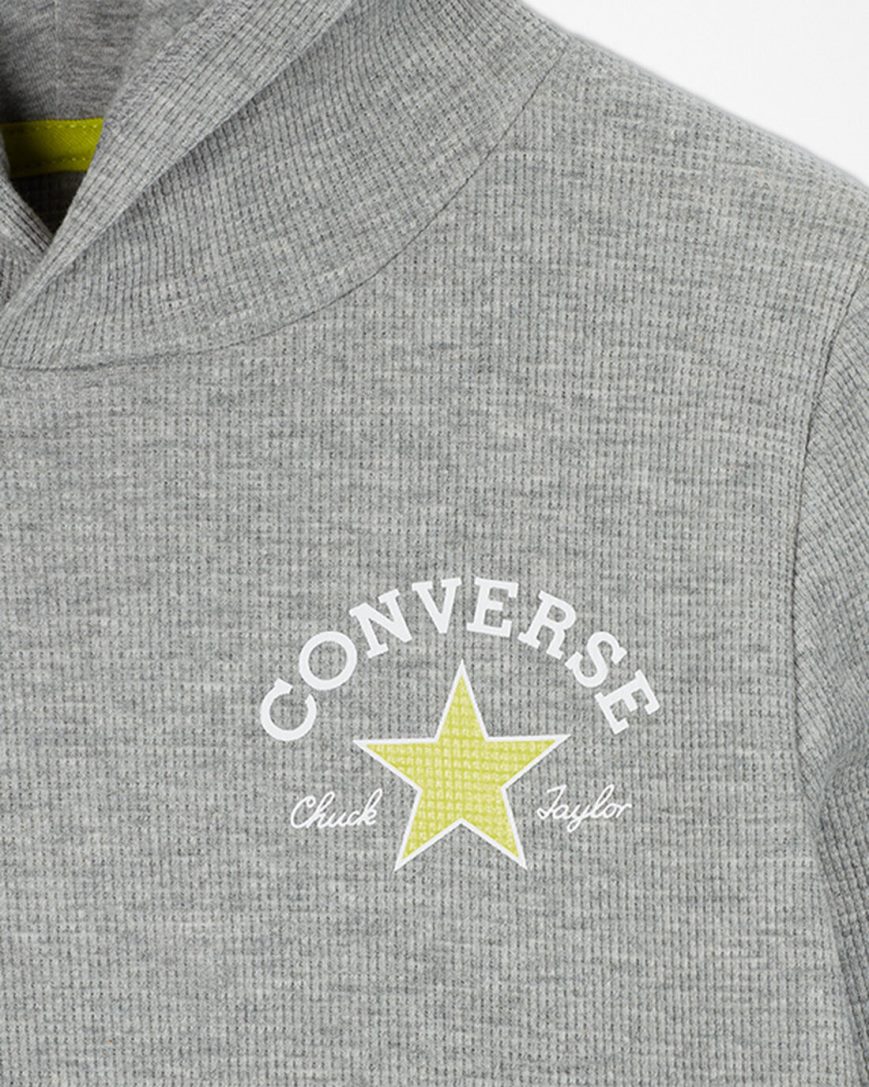 Hanorac Cu Gluga Baieti Converse Long Sleeve Waffle Gri | RO TPD0J420